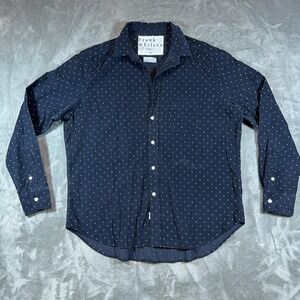 Frank & Eileen Shirt Womens XS Navy Velvet Polka Dot Eileen Button Down Cotton